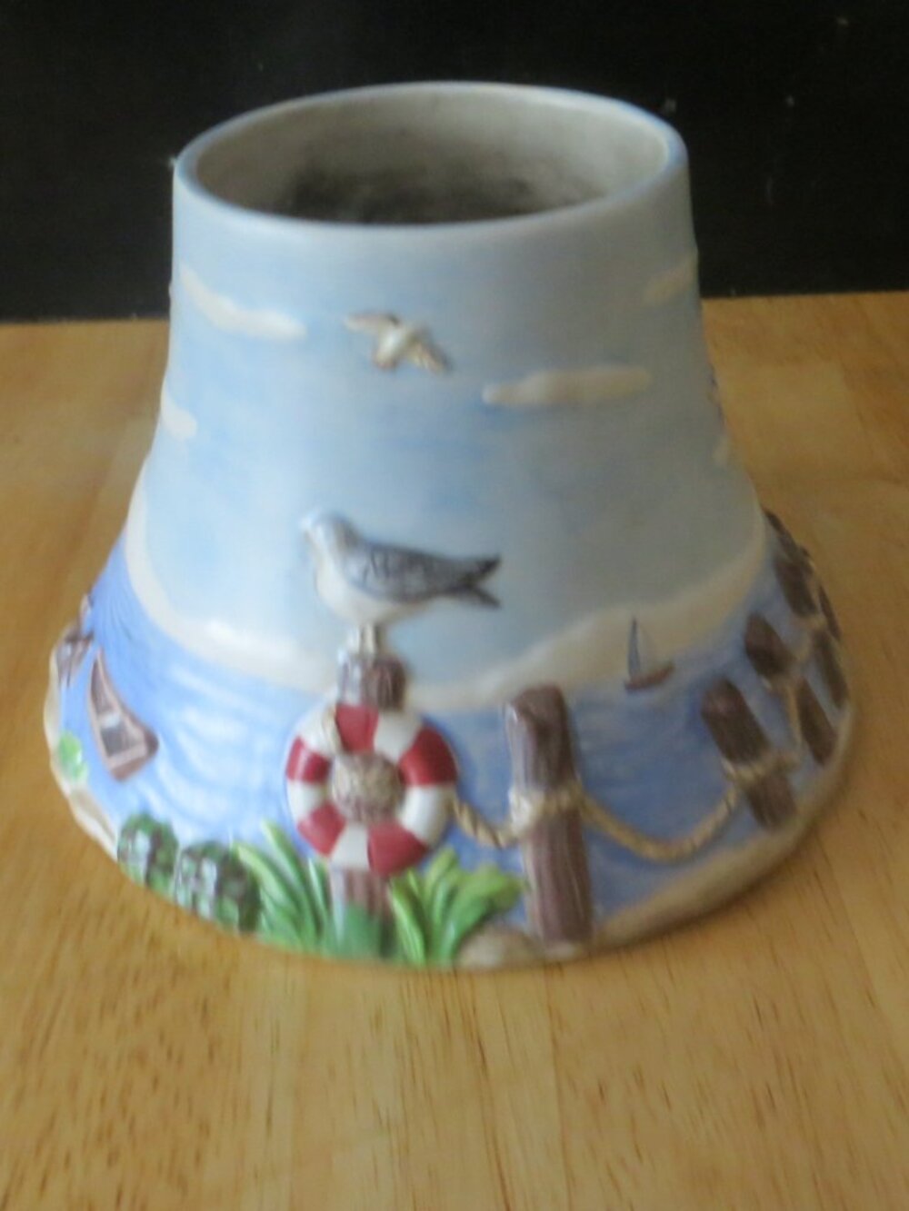 Yankee Candle Jar Candle Shade Topper Lighthouse Beach Nautical Ceramic Blue